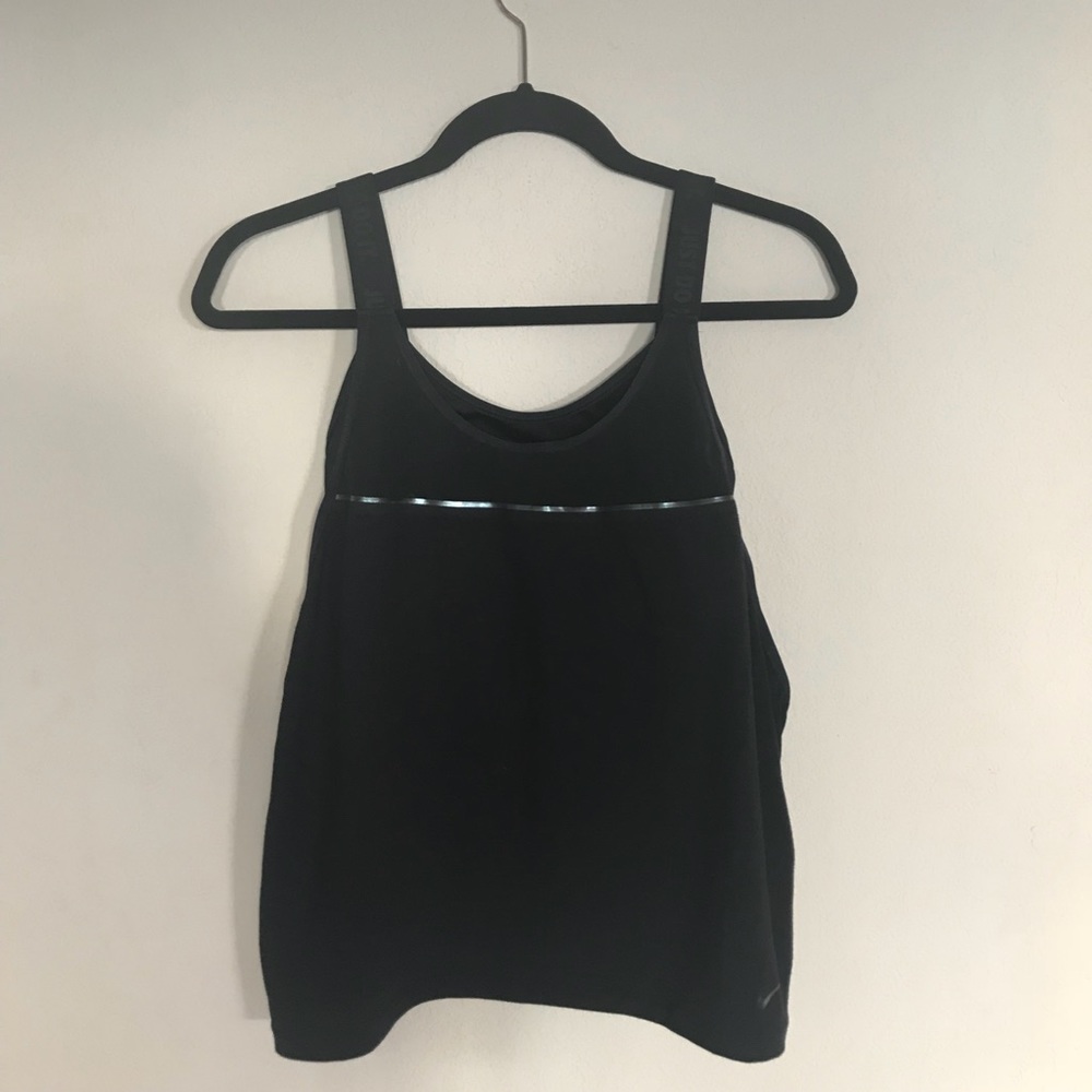 Nike Dri Fit black top with sports bra insert